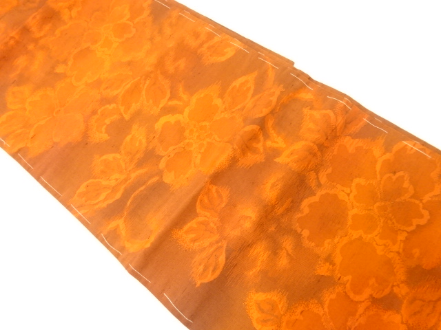 JAPANESE HIRAKI NAGOYA OBI / WOVEN FLOWER ARABESQUE